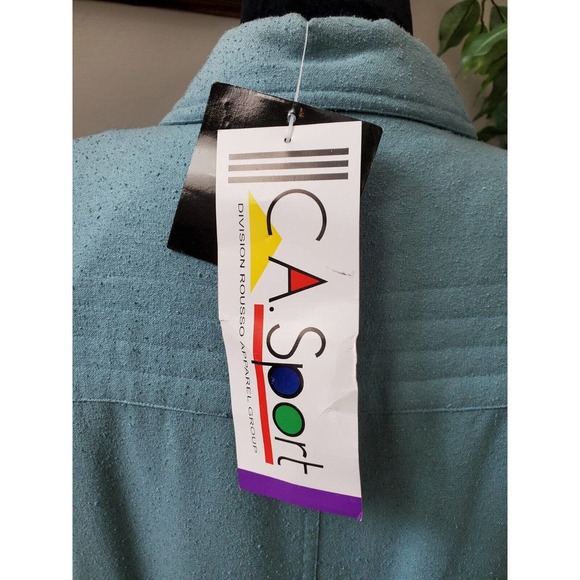 CA Sports Women's Solid Blue 100% Silk Buttons Front Long Sleeve Casual Jacket L - Picture 7 of 10